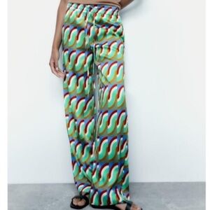 Zara satin geometric pants